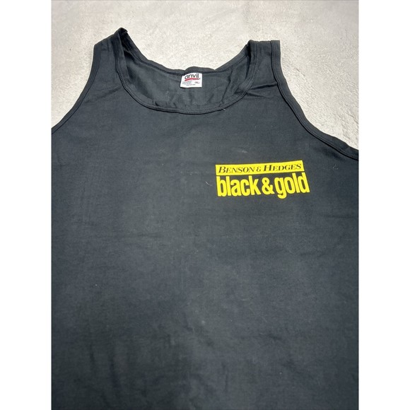 Vintage 90’s USA Benson & Hedges Black & Gold Cigarette T-Shirt Tank Top XL - Picture 2 of 7